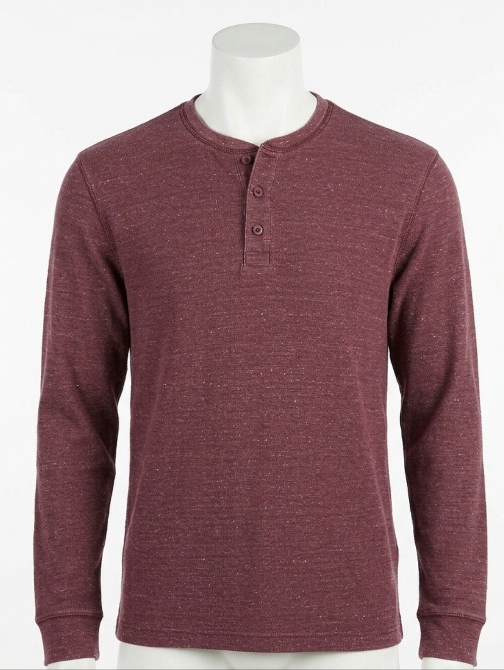 Sonoma Burgundy Thermal Waffle Knit Henley Long Sleeve Shirt Size M Gorpcore